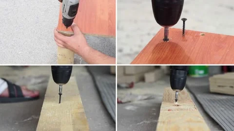 Home improvement concept collage with drafting a project and working with tools Stock Footage 232623223