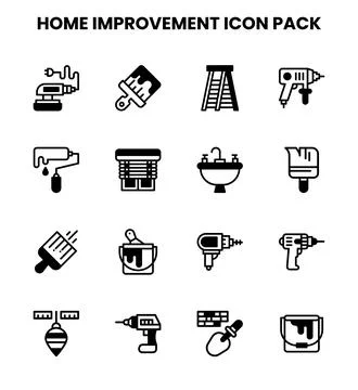 Home Improvement DuoTone Bundle Icons Pack Stock Illustration