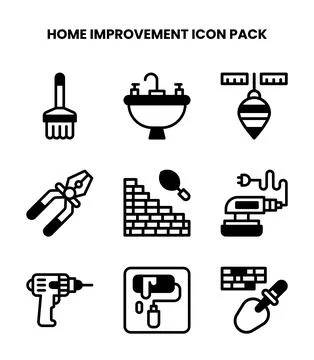 Home Improvement DuoTone Vector Icons Pack Stock Illustration