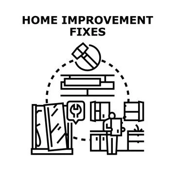 Home improvement fixes process for renovation projects Stock Illustration