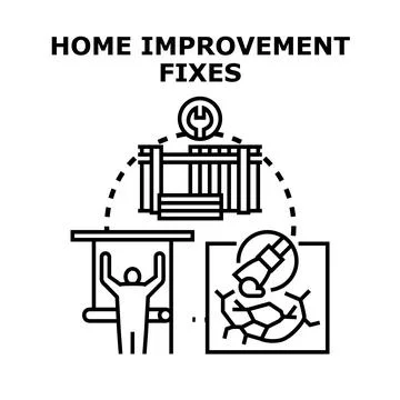Home improvement fixing problems and renovation process vector concept Stock Illustration