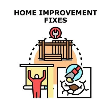 Home improvement fixing problems and renovation process vector concept Stock Illustration