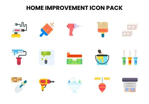 Home Improvement Flat Icons Pack Ilustración de archivo