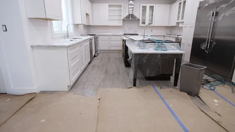 Home Improvement Kitchen Remodel view installed in a new kitchen Stock Footage 114606038