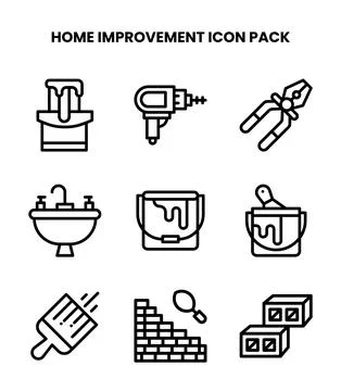 Home Improvement Line Vector Icons Pack Stock Illustration