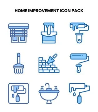 Home Improvement Two Colour Bundle Icons Pack Stock Illustration