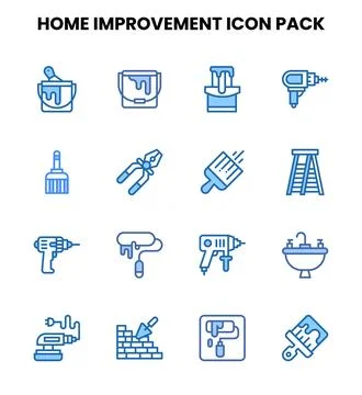 Home Improvement Two Colour Bundle Icons Pack イラスト素材