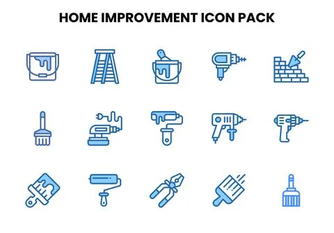 Home Improvement Two Colour Scalable Icons Pack Stock Illustration