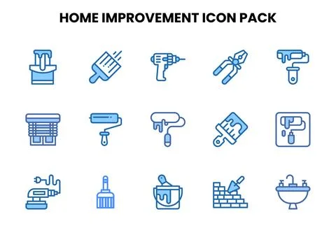Home Improvement Two Colour Set Icons Pack Stock Illustration