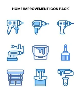 Home Improvement Two Colour Set Icons Pack Stock Illustration