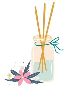 Home incense. Aromatherapy. Aroma diffuser, essential oil, aromatic bag sache Illustrazione stock