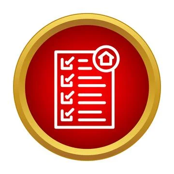 Home inspection checklist document icon on red background Stock Illustration
