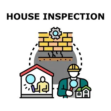 Home inspection process analyzing building structure condition Stock Illustration
