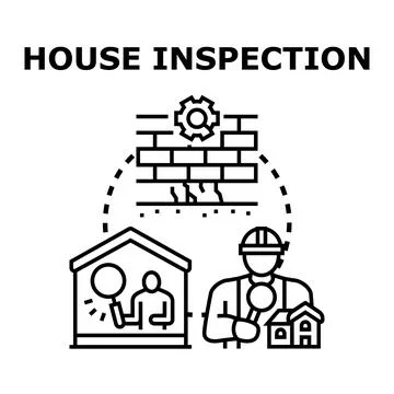 Home inspection process analyzing building structure condition Stock Illustration