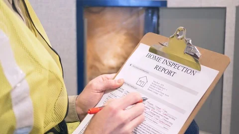Home Inspection Report Being Filled By The Inspector Closeup Stock Footage 102862415