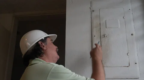 Home inspector electrical panel Stock Footage 27261815