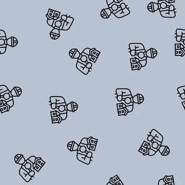 Home inspector line seamless pattern Stock Illustration