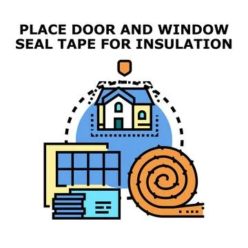 Home insulation concept using seal tape and window elements イラスト素材