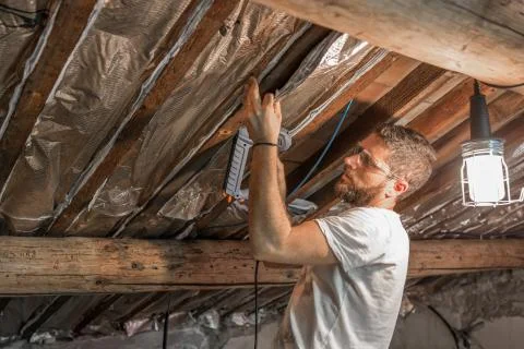 Home Insulation Work Stock Photos