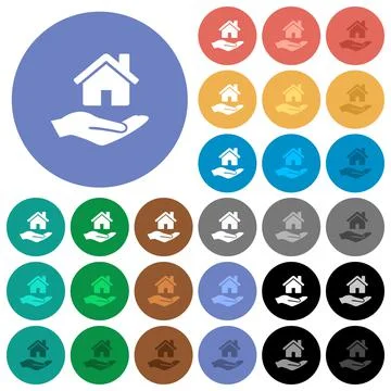 Home insurance round flat multi colored icons Ilustración de archivo