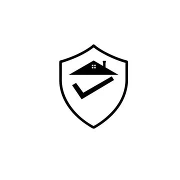 Home insurance solid house inside shield Stock Illustration