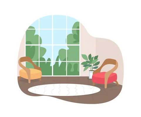 Home interior 2D vector web banner, poster Stock Illustration