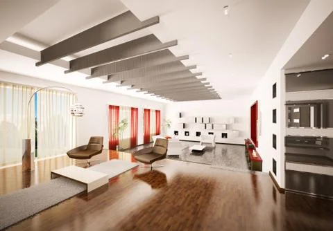 Home interior of apartment 3d render Stock Illustration
