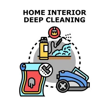 Home interior deep cleaning professional service concept Stock Illustration