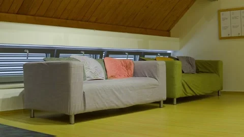Home interior design with 2 sofa, loft, close up Stock-Footage 208859469
