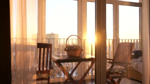 Home Interior Design Cozy Home Sunset Light With Sunshine Through Window Stock Footage 273255965