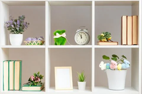 Home interior, elements of Easter decor. Stock Photos