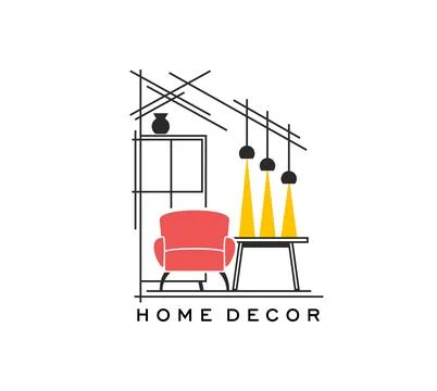 Home interior Home room decor icon or symbol Stock Illustration