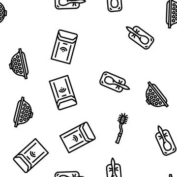 Home interior house design vector seamless pattern Illustrazione stock