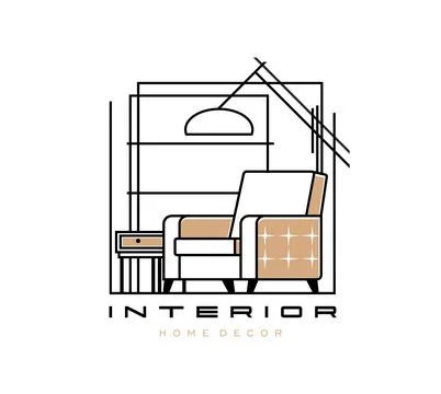 Home interior icon, isolated vector linear emblem Stock Illustration