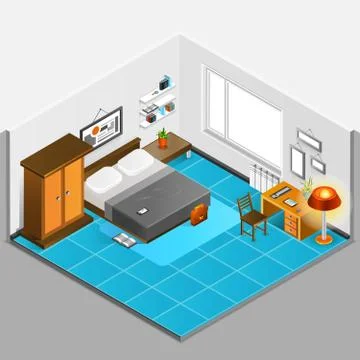 Home Interior Isometric Illustration Stockillustratie