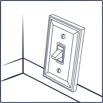 Home Interior Light Switch Line Art Vector Icon Stock Illustration