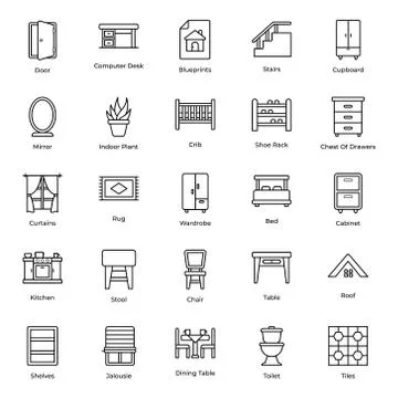 Home Interior Line Vectors Pack Stock Illustration