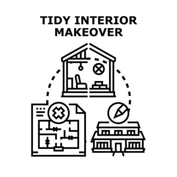Home interior makeover planning and redesign concept Ilustración de archivo