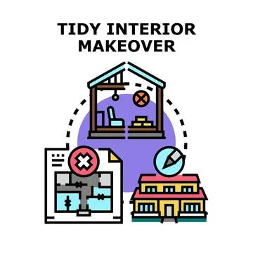Home interior makeover planning and redesign concept Ilustración de archivo