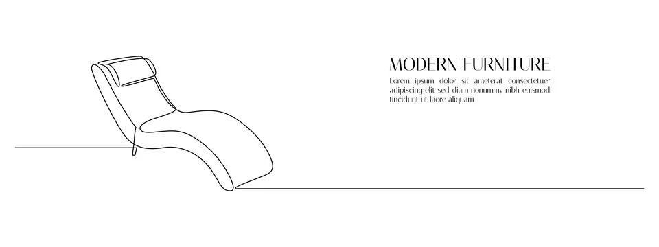 Home interior in one continuous line drawing. Modern furniture lounge armchair Stock Illustration