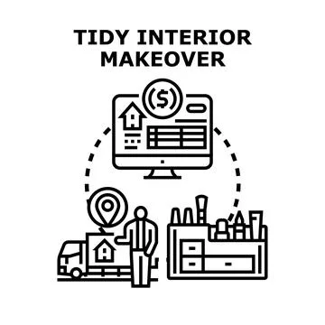 Home interior redesign planning and renovation concept Stock Illustration