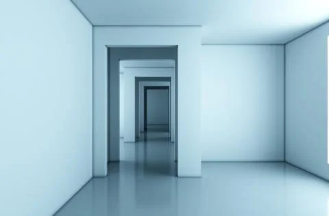 Home interior rendering with empty room white wall Stock Illustration