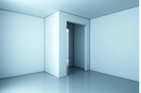 Home interior rendering with empty room white wall Stock Illustration