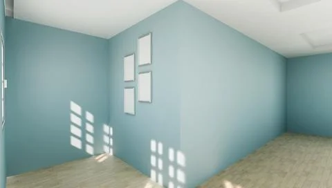 Home interior rendering with empty room color wall Stock Illustration