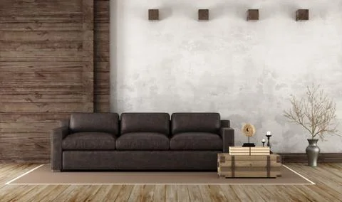 Home interior in rustic style Stock Illustration