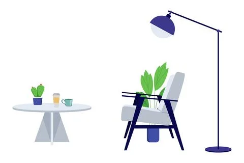 Home interior seating space with coffee Stock Illustration