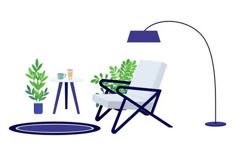 Home interior seating space for freelance Stock Illustration
