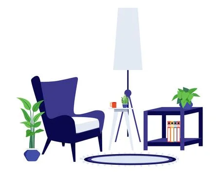Home interior seating space with lamp Stock Illustration