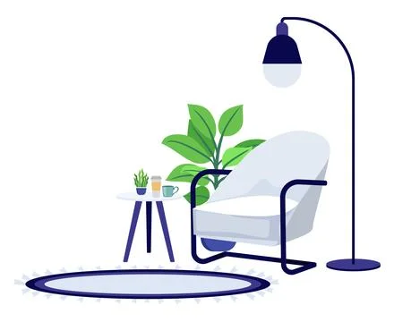 Home interior seating space with mug Illustrazione stock