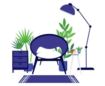 Home interior seating space for relaxing Stock Illustration